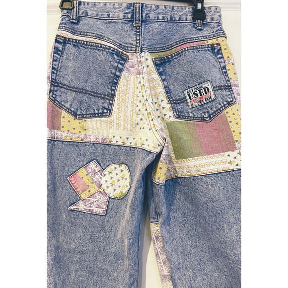 RARE Vintage Get Used! by Ellie Patchwork High-Waist 90’s Denim Jeans size 28 - Picture 6 of 8